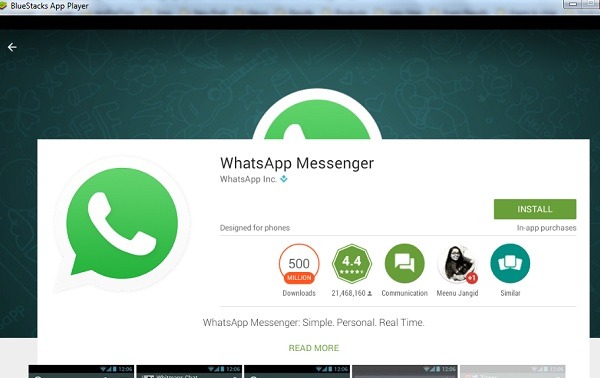 Download whatsapp from Playstore on Bluestack