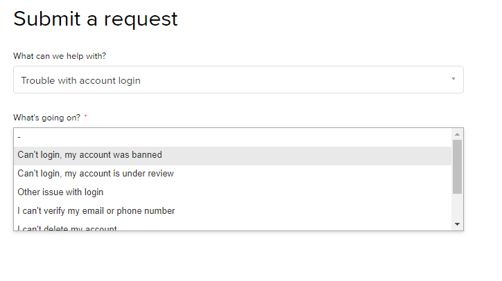 Tinder request> My account was banned