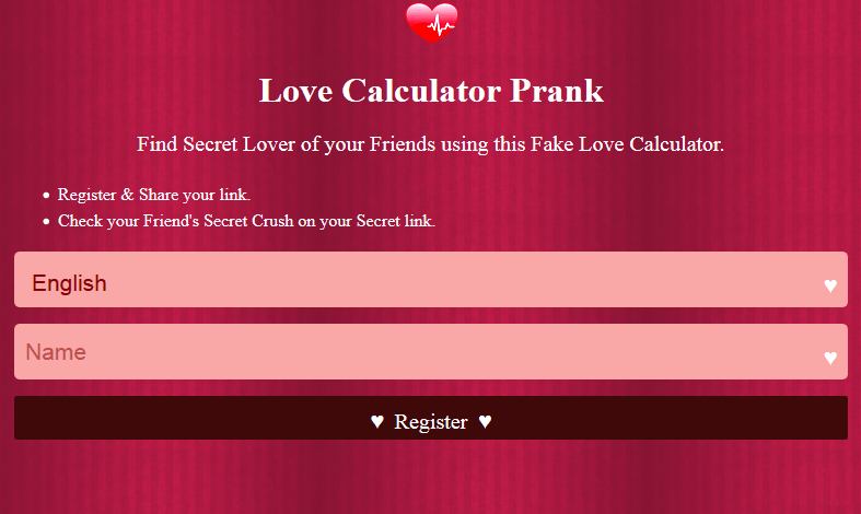 Love calculator Prank